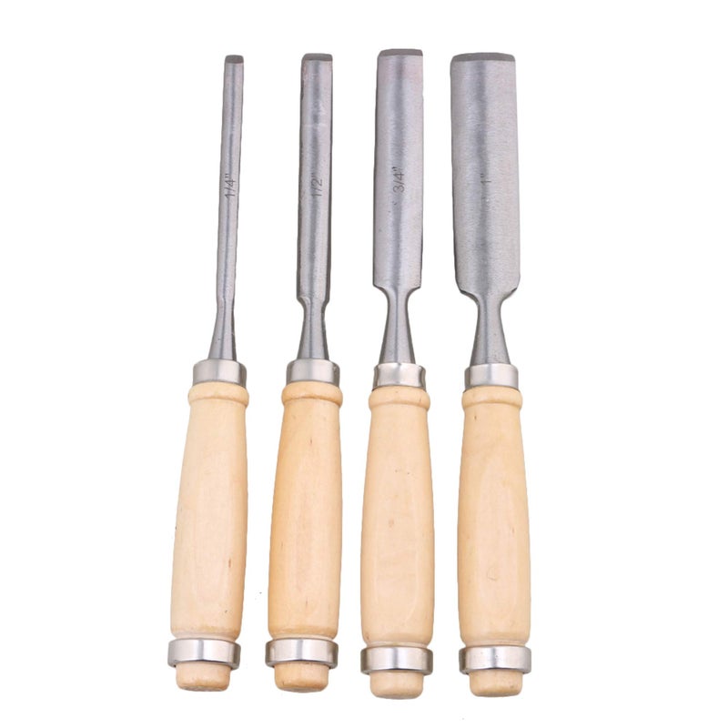Homeswitch 4PCS Semicircle Wood Carving Hand Chisel Tool Set Woodworking Gouges - Image 1